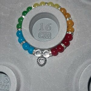 Multicolor Beaded Bracelet with Heart Charm